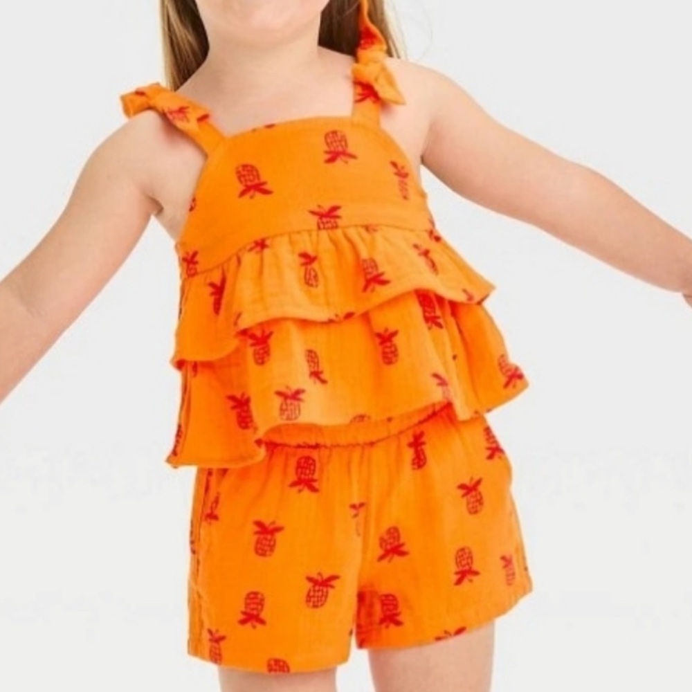 Cat & Jack Orange Pineapple Tank and Shorts 2 Piece Set